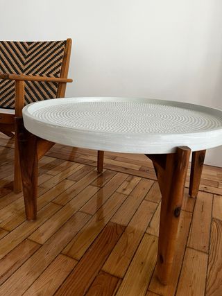 Mesa rinconera de exterior madera y fibrocemento