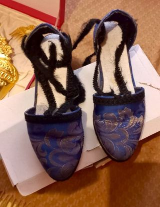 Traje de Fallera Completo Azul y Dorado