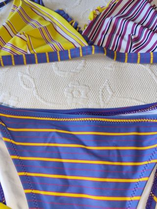 Biquíni Geométrico Roxo e Amarelo