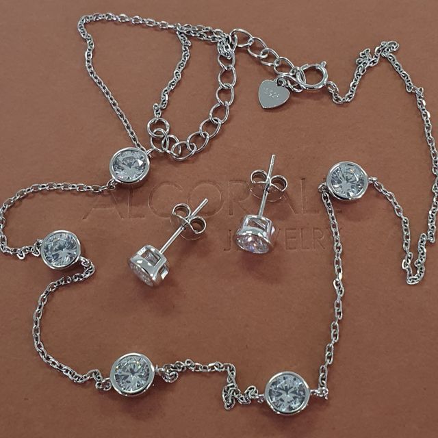 Conjunto PLATA Y CIRCONITAS. REGALO NAVIDAD.