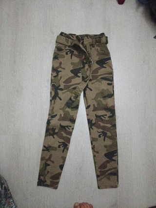 Pantalón militar camuflaje Talla xs s cinturon