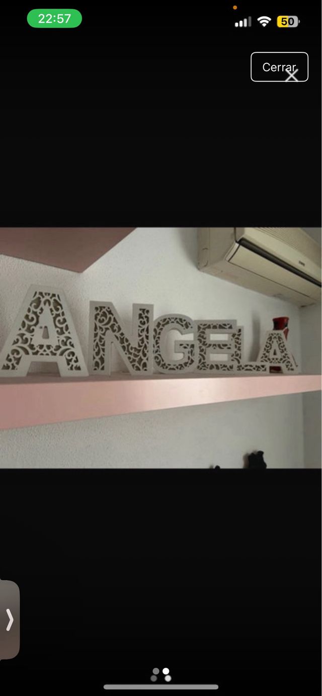 Letra decorativa Angela con luz