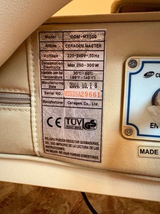 Camilla de automasaje eléctrica CERAGEM Máster.