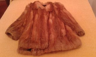 Chaquetón de piel de zorro,marrón y naranja