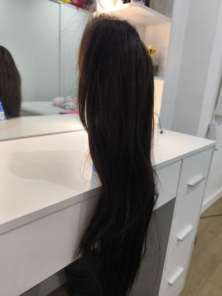 Peluca 100 % Pelo Natural Liso Negro 250g.