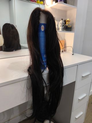 Peluca 100 % Pelo Natural Liso Negro 250g.
