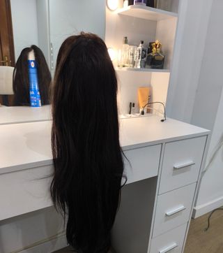 Peluca 100 % Pelo Natural Liso Negro 250g.