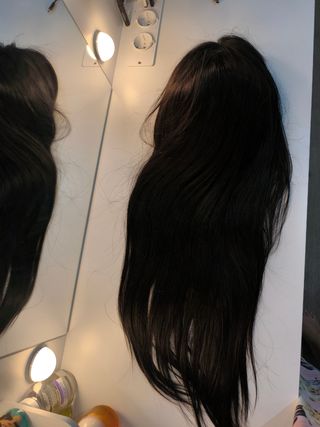 Peluca 100 % Pelo Natural Liso Negro 250g.