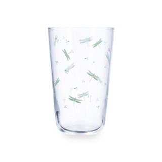 Vaso de cristal con libélulas verdes