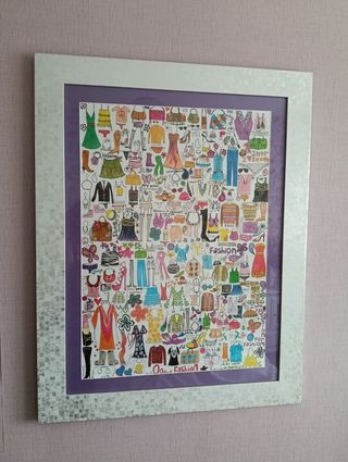 Cuadro Decorativo Papel Morado y Plateado