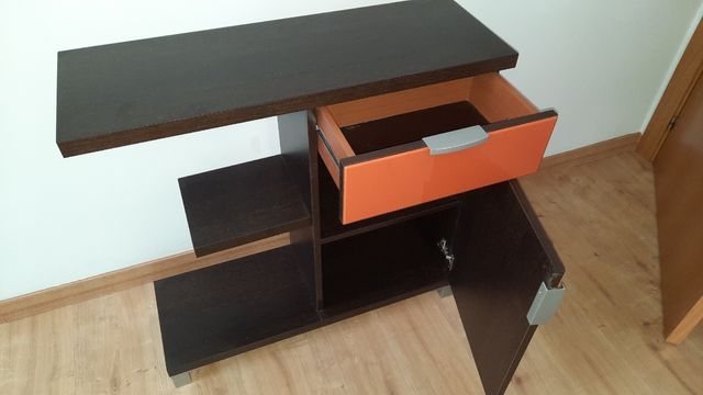 Mueble de entrada 80 cm marrón y naranja