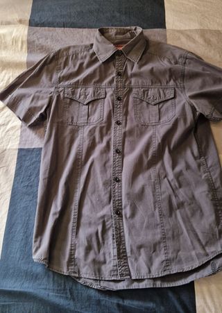 Camisa vaquera gris manga corta