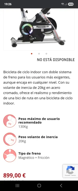 Bicicleta Spinning BH Speed spada 2

