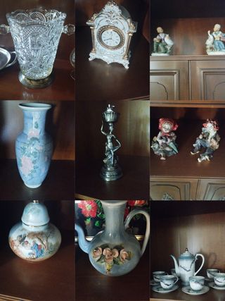 Adornos vintage cristal, metal y porcelana