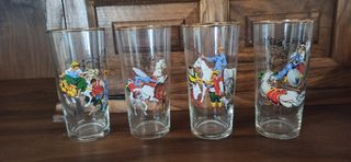 4 Vasos Vintage Años 60 Pintados a Mano
