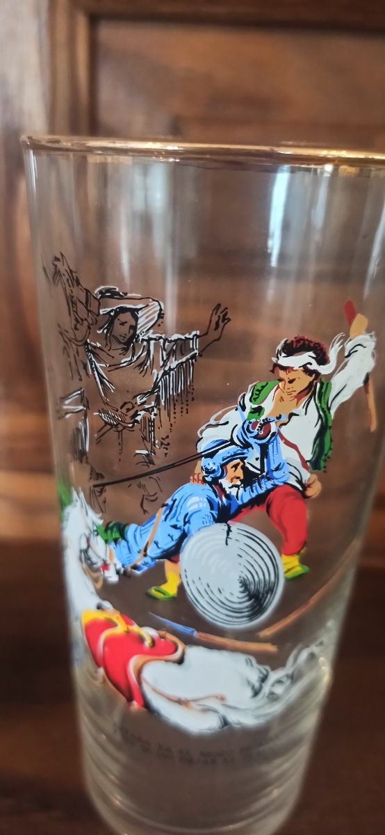 4 Vasos Vintage Años 60 Pintados a Mano