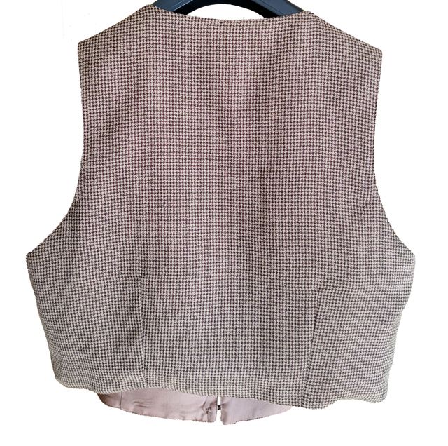 Chaleco de pata de gallo beige y marrón