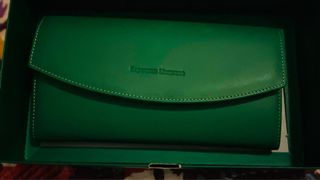 cartera piel verde