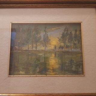 Quadro a olio con cornice in legno