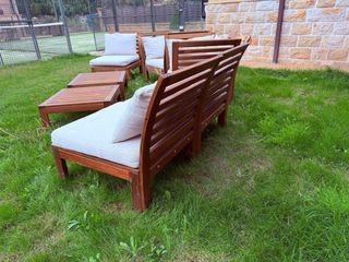 Conjunto Sofás Jardín Madera y Cojines