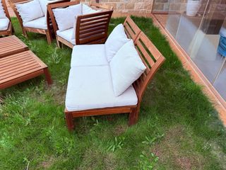 Conjunto Sofás Jardín Madera y Cojines