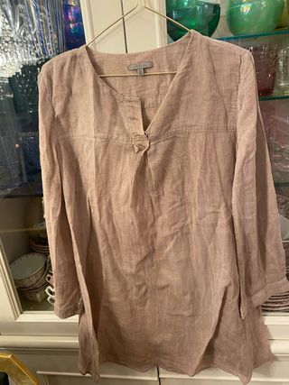Blusa Lino Uterqüe Marrón Talla S