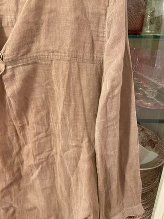 Blusa Lino Uterqüe Marrón Talla S