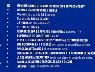 Humidificador HoMedics Niebla Fría Blanco/Teal