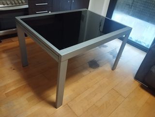 Mesa de centro cristal y acero