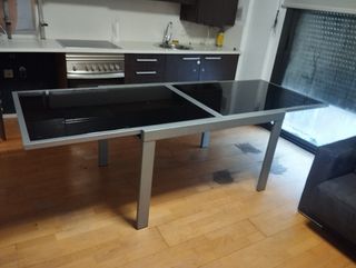 Mesa de centro cristal y acero