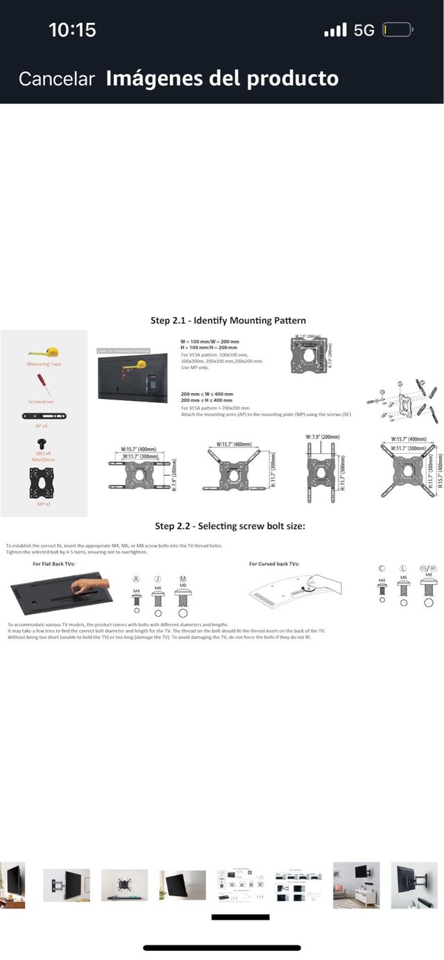 Soporte Pared TV Amazon nuevo -  Negro