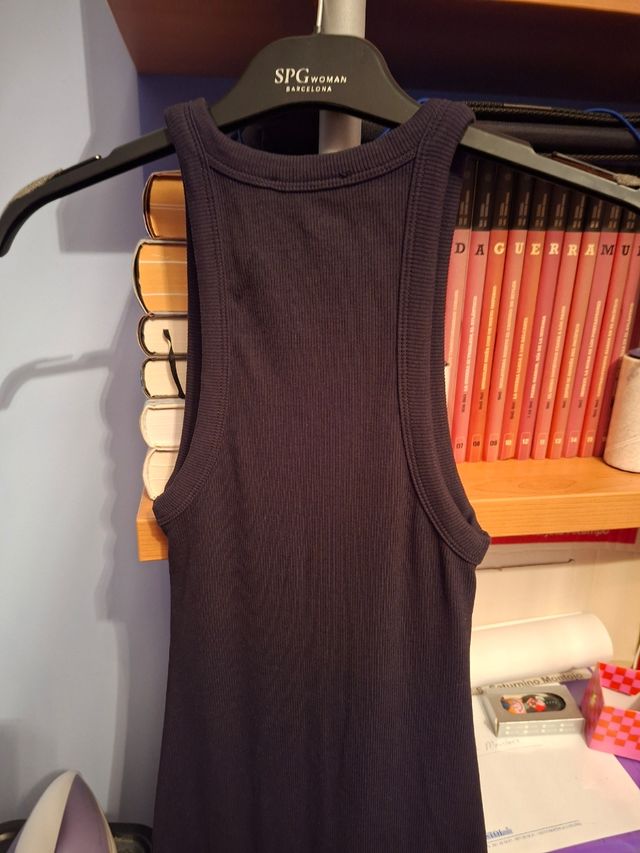 Abito tubolare nero a costine