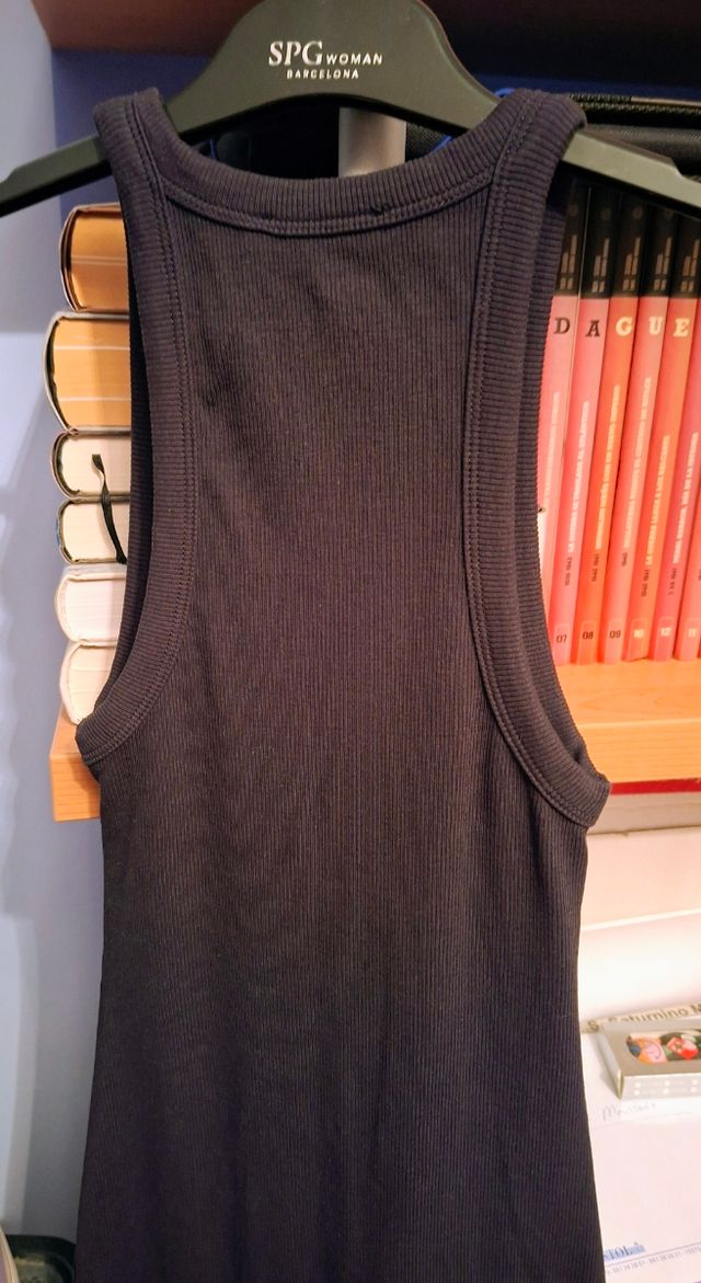 Abito tubolare nero a costine