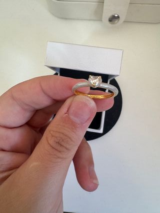 Anillo  Corazón Brillante S925 Dorado