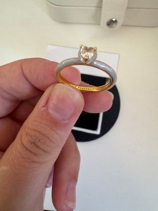 Anillo  Corazón Brillante S925 Dorado