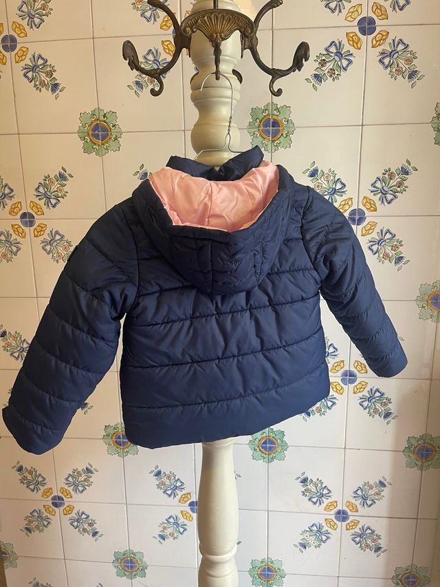 Piumino bimba blu con cappuccio