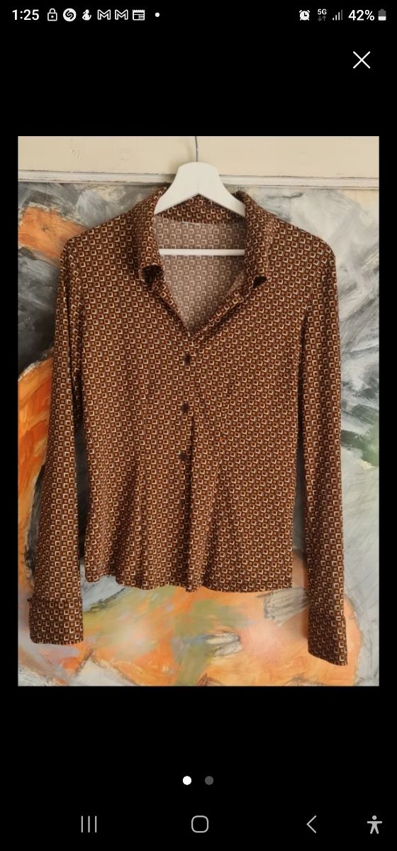 Camisa estampada marrón talla S