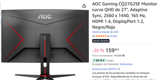 Monitor curvo AOC CQ27G2SE WQHD 2K 180Hz 27' VA