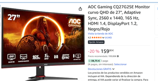 Monitor curvo AOC CQ27G2SE WQHD 2K 180Hz 27' VA