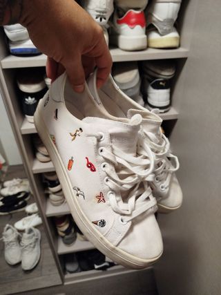 Zapatillas Adidas Blancas Lona Estampadas