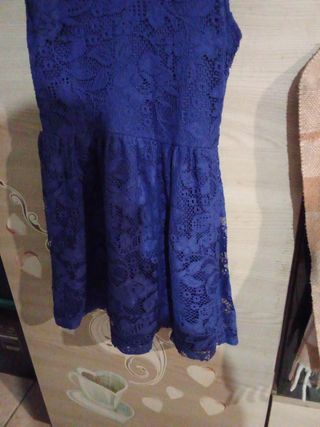 Vestito corto in pizzo viola taglia S