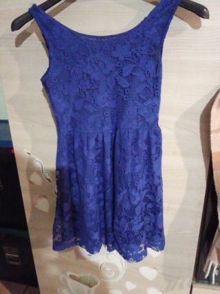 Vestito corto in pizzo viola taglia S