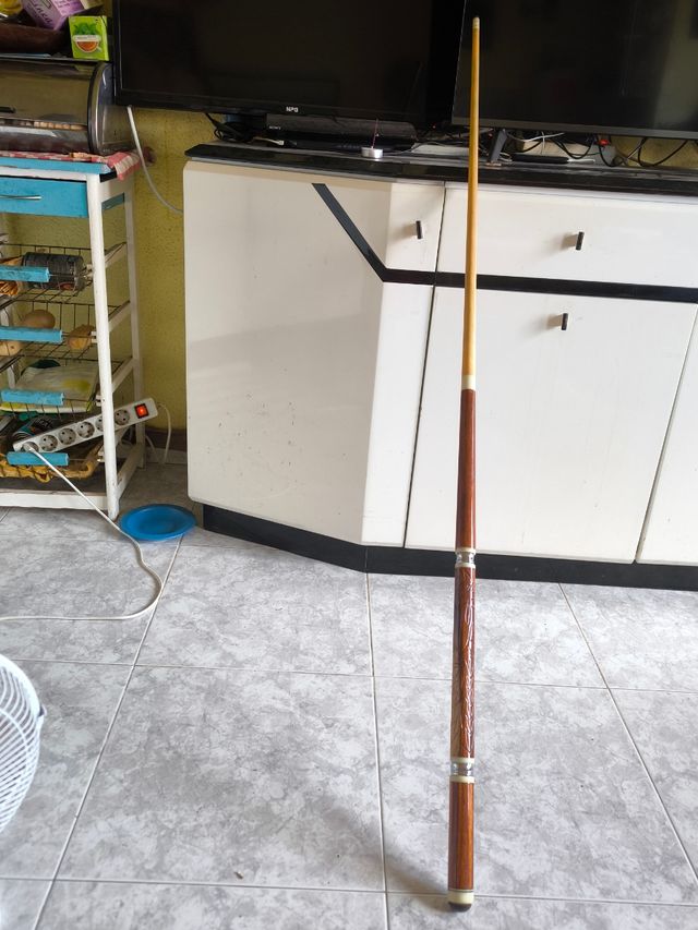 Taco de billar tallado a mano incrustaciones marfi