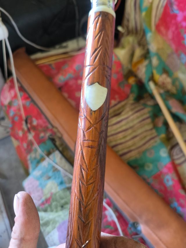 Taco de billar tallado a mano incrustaciones marfi