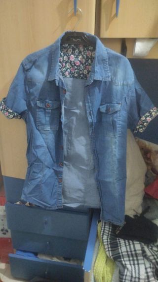 Camicia jeans floreale
