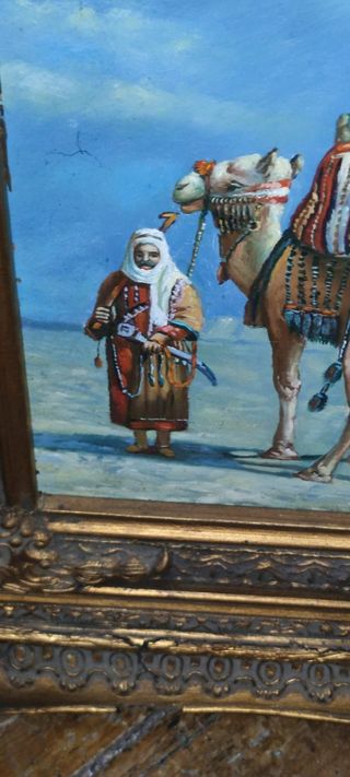 Pintura antigua con marco dorado