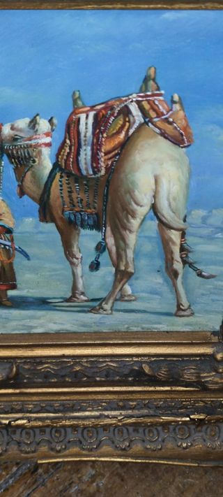 Pintura antigua con marco dorado