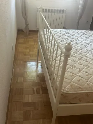 Cama Ikea Leirvik Forja Blanca +Somier y colchón