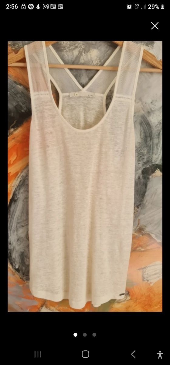 Camiseta Lino Blanco/crudo. Talla M