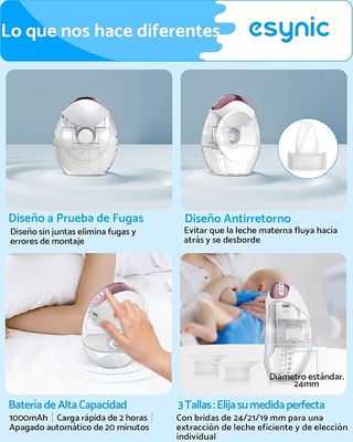 eSynic Sacaleches Eléctrico Manos Libres 150ml